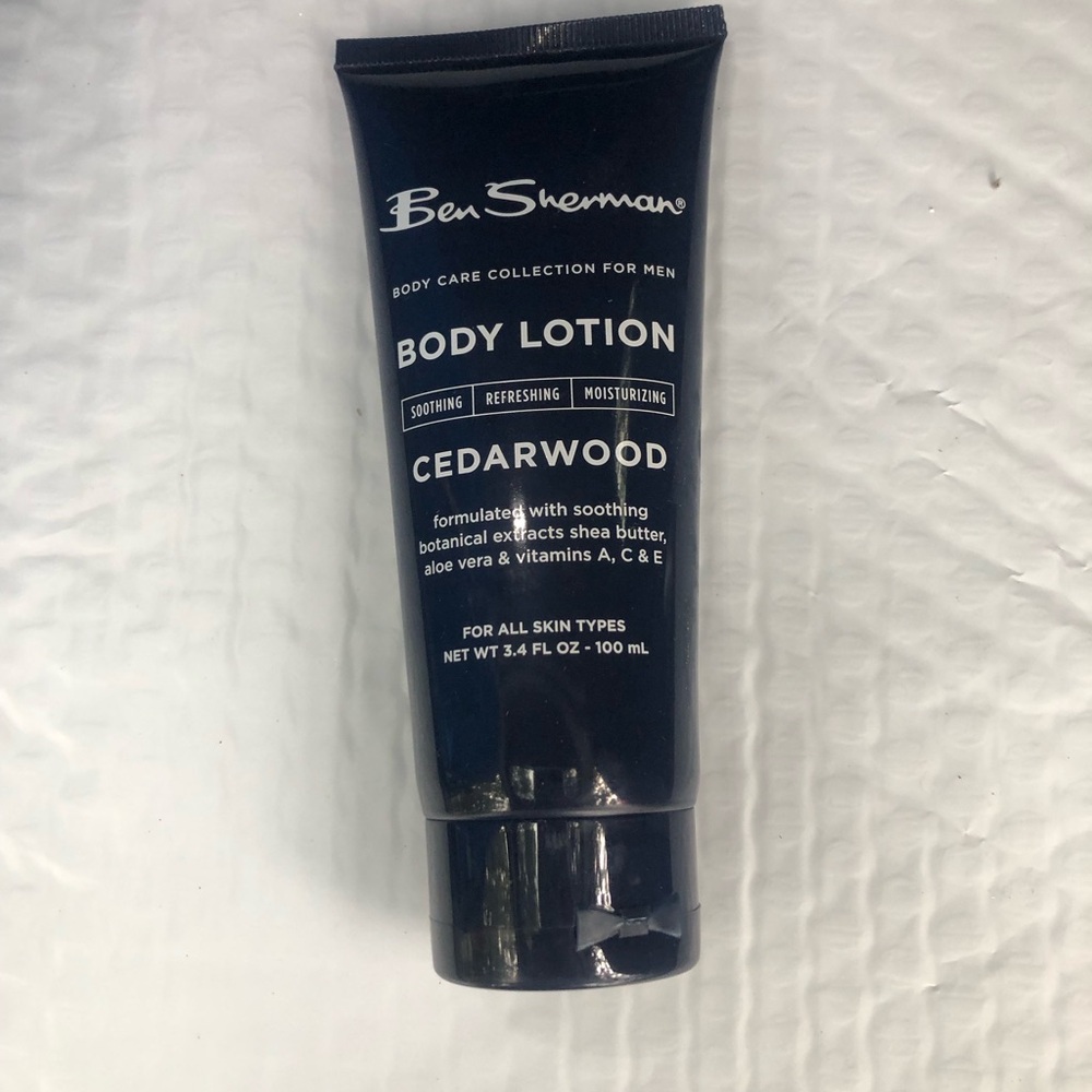 3.4 fl oz (100 mL) tube of Ben Sherman Cedarwood Body Lotion for Men